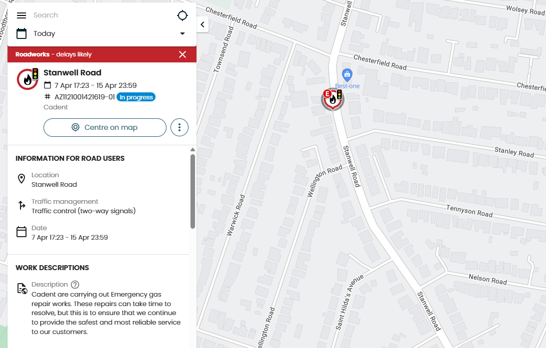 Stanwell Road, Ashford: Emergency Work