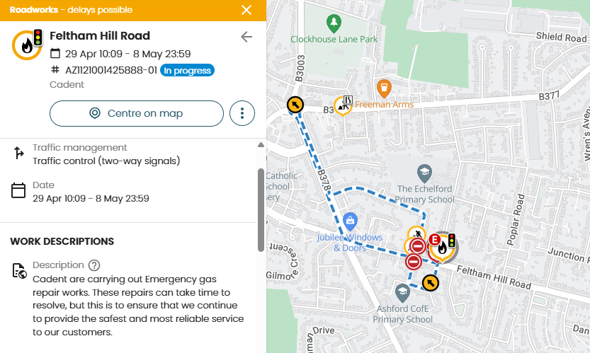 Feltham Hill Road, Ashford: Emergency Work