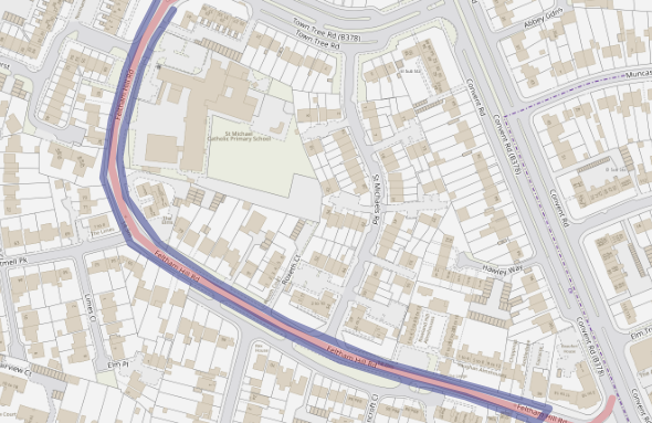 Feltham Hill Road, Ashford: Pavement Works