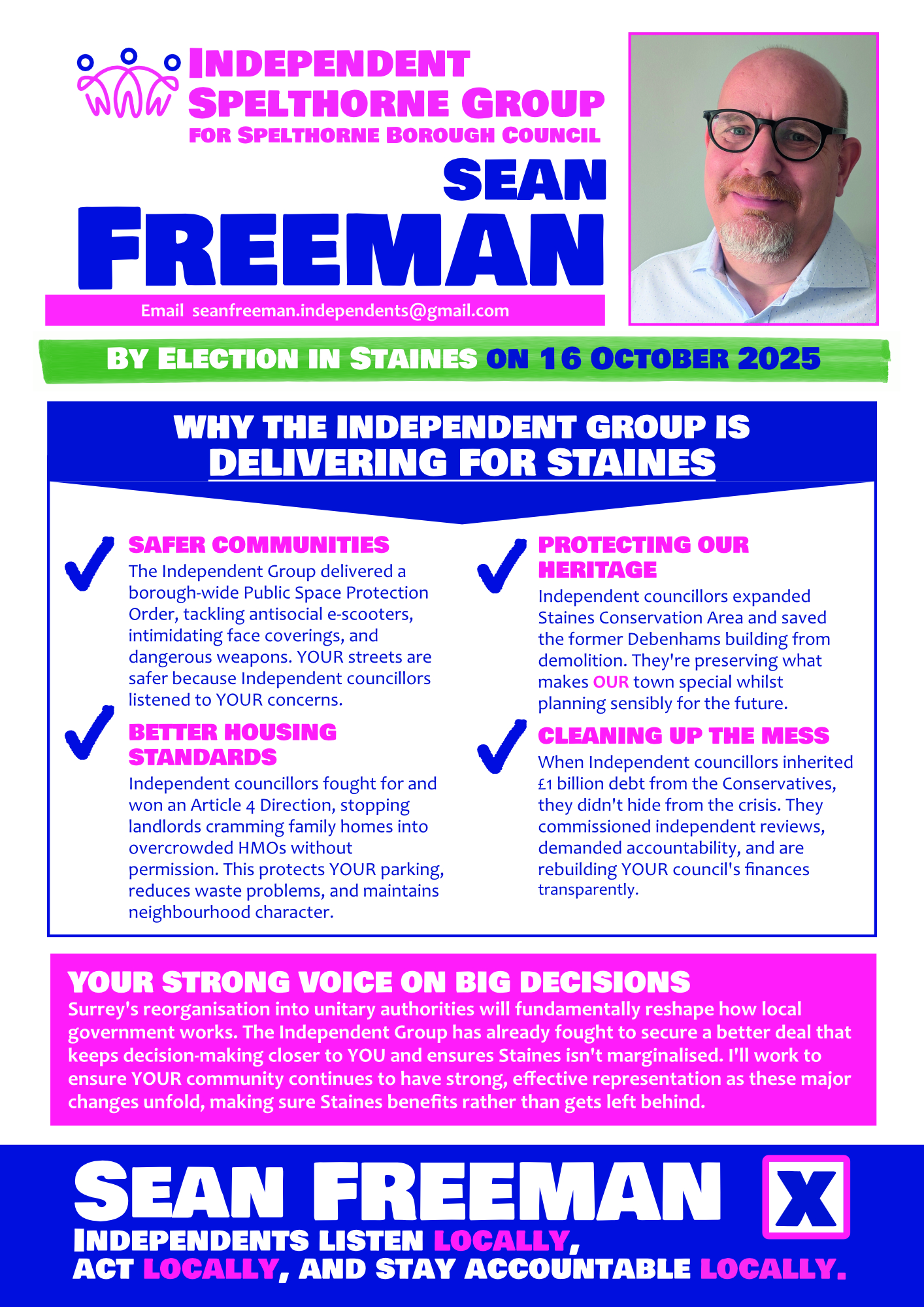 Sean Freeman: For Staines By-Election