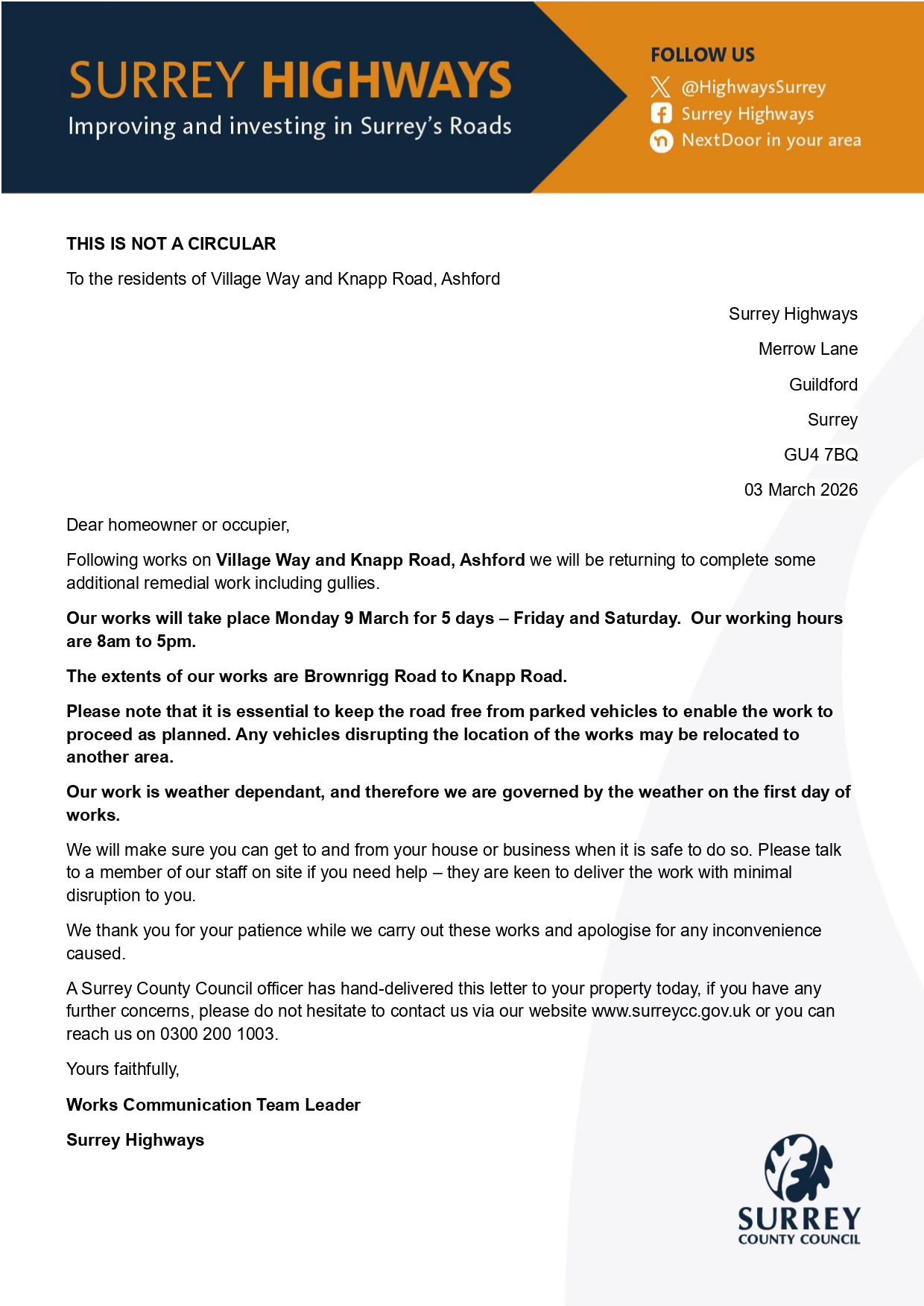 Village Way and Knapp Road, Ashford: Fine Milling Works